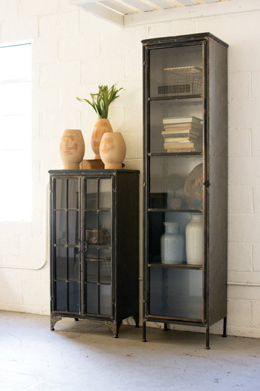 Short Iron And Glass Apothecary Cabinet