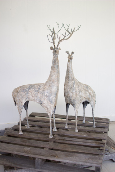 Decorative Set Of Two Metal Deer