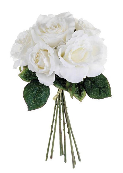 Cream White Rose Silk Wedding Bouquet