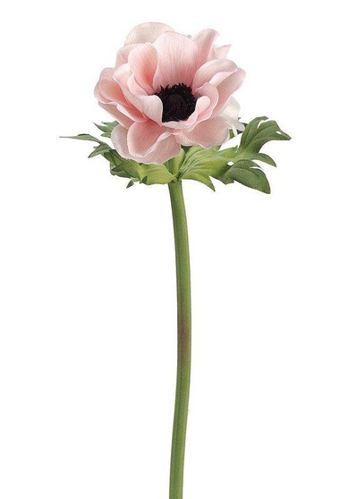 Anemone Silk Flower In Pink With Black Center - 17" (Bundle Of 2)