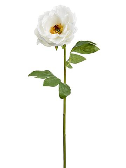 White Peony Silk Flower - 21" Tall (Bundle Of 3)