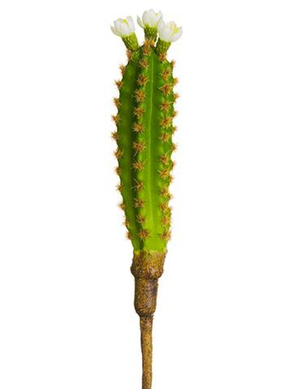 Artificial Flowering Cactus Pick In Cream - 9" Tall (Bundle Of 3)