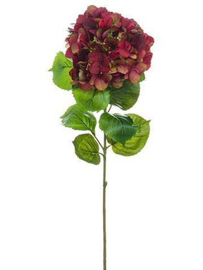 Artificial Hydrangea Flower In Burgundy - 41"