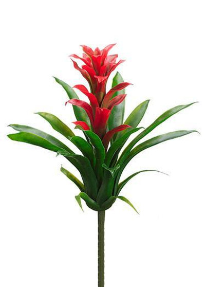 Artificial Tropical Bromeliad Plant In Red And Green - 14"