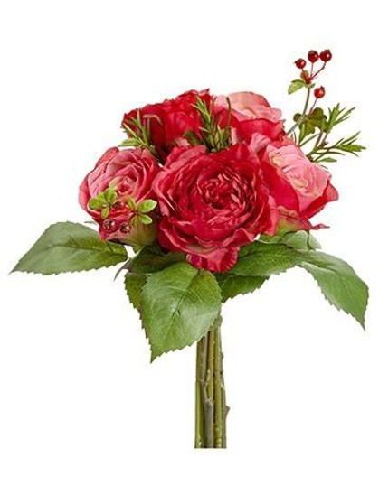 10" Ranunculus/Rose Bouquet Two Tone Rose 6 Pieces FBQ134-RO/TT