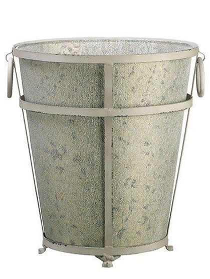 15.5"H X 13.5"D Tin Planter W/Liner Gray 4 Pieces ACT376-GY