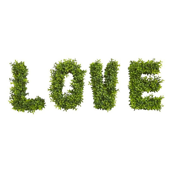 "Love" Boxwood Artificial Wall Decoration (Indoor/Outdoor) (8333)