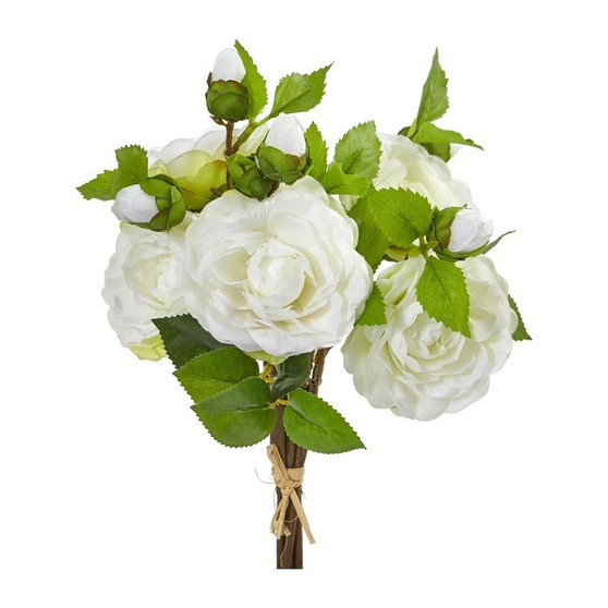 11" Camellia Artificial Flower Bouquet (Set Of 4) (2253-S4-WH)