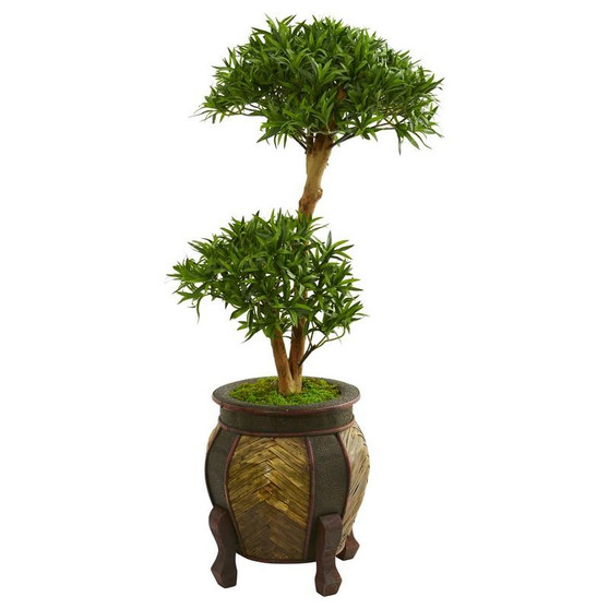 3.5' Bonsai Styled Podocarpus Artificial Tree In Decorative Planter (9234)