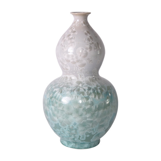 White Green Crystal Shell Gourd Vase (1669)