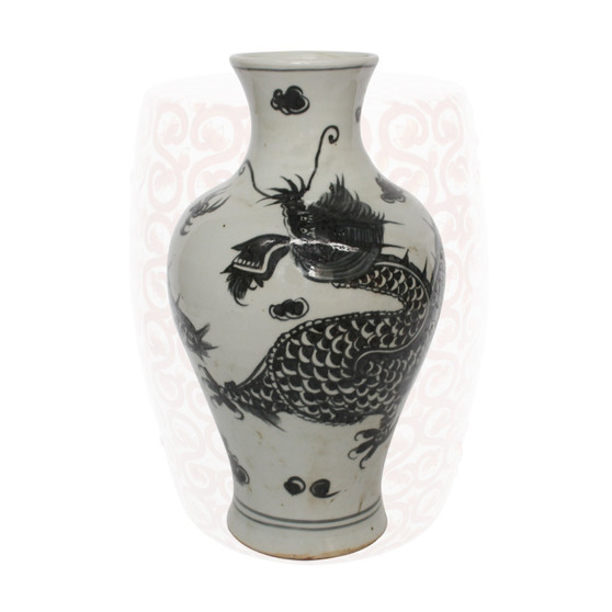 Black Dragon Kwanyin Porcelain Vase Small (1560S)