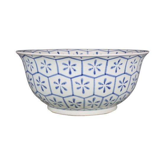 Blue And White Porcelain Bowl Turtle Shell Motif (1261)