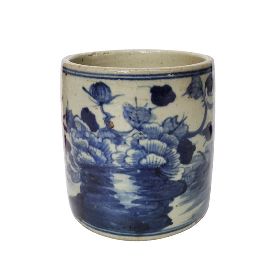 Dynasty Blue And White Orchid Pot Bird Floral Motif (1214A)