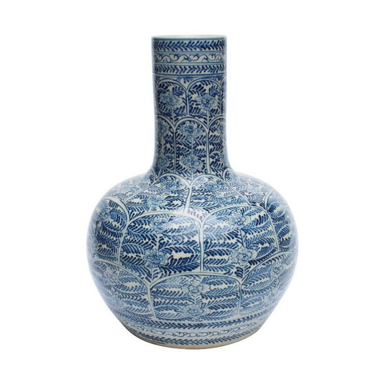 Blue & White Blossom Globular Porcelain Vase (1448)