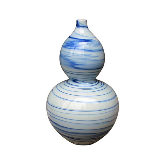 Blue And White Marblized Gourd Porcelain Vase (1346)