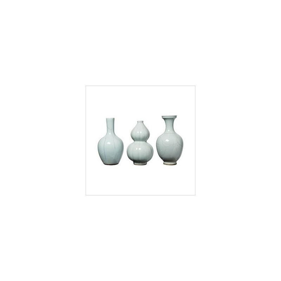 Crackle Celadon Bud Vases - Set Of 3 (1297)