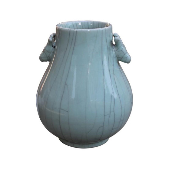 Crackle Celadon Double Ear Vase - Large (1295)