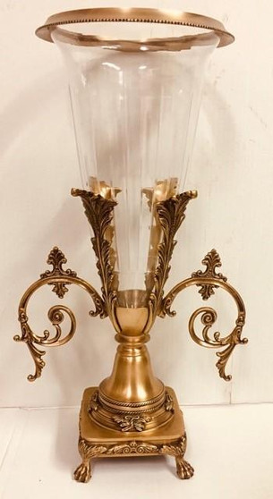 Antique Brass With Lined Glass Floating Vase (NT279)