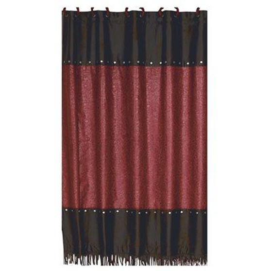 Cheyenne Red Faux Tooled Leather Shower Curtain (WS4001SC-OS-RD)