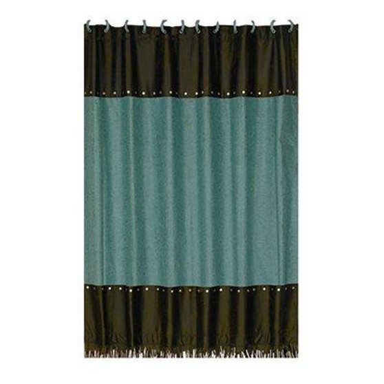 Cheyenne Turquoise Faux Tooled Leather Shower Curtain (WS4001SC-OS-TQ)