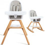 3-In-1 Convertible Wooden Baby High Chair-Gray (BB5581HS)