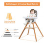 3-In-1 Convertible Wooden Baby High Chair-Gray (BB5581HS)