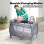 Foldable Baby Playard With Changing Station-Gray (BB5592GR)