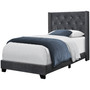 Bed - Twin Size - Dark Grey Velvet With Chrome Trim (I 5986T)