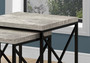 2 Piece Set Nesting Table - Grey Reclaimed Wood - Black (I 3414)