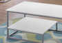 Table Set - 3 Piece Set - White - Silver Metal (I 7961P)