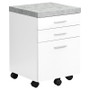 Filing Cabinet- 3 Drawer- White- Cement-Look On Castor (I 7051)