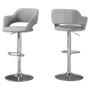 Barstool - Grey Fabric - Chrome Metal Hydraulic Lift (I 2363)