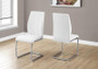 Dining Chair- 2 Piece- 39"H- White Leather-Look- Chrome (I 1075)