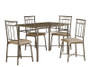 5 Piece Dining Set - Cappuccino Marble - Bronze Metal (I 1029)