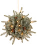 12"Feel Real® Frosted Arctic Spruce Kissing Ball With Cones & 35 Warm White Battery Operated Led Lights W/Timer Bat Pack 1/6- Reshippable Inner Box (PEFA1-307-12K-B)