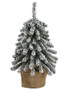 15" Snowed Mini Pine Tree 125 On Wood Stand In Burlap Snow (Pack Of 24) YTM085-SN