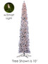 12'Hx33"D Flocked Tower Tree X1313 W/650 Smart Clear Lights On Metal Stand Snow YTW432-SN