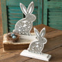 (Set Of 2) Wooden Bunnies With Metal Cutouts