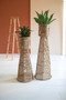(Set Of 2) Seagrass And Iron Planter Towers
