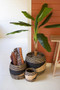 (Set Of 3) Round Black And Natural Seagrass Baskets
