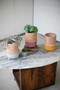 (Set Of 3) Clay Face Planters - One Each Color