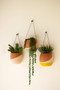 (Set Of 3) Clay Wall Pocket Planters With Wire Hangers