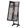 Mirrored Standing Jewelry Cabinet Storage Box-Black (HW66419BK)