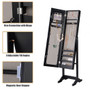 Mirrored Standing Jewelry Cabinet Storage Box-Black (HW66419BK)