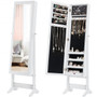 Mirrored Standing Jewelry Cabinet Storage Box-White (HW66419WH)