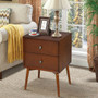 Nightstand Mid-Century End Side Table With 2 Drawers And Rubber Wood Legs-Brown (HW63167BN)