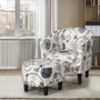 Modern Accent Tub Chair And Ottoman Set With Fabric Upholstered-Grey (HW66536GR)