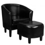 Modern Accent Tub Chair And Ottoman Set With Fabric Upholstered-Black (HW66536BK)