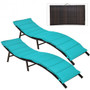 2 Piece Folding Patio Lounger Chair-Turquoise (OP70260TU)