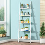 5-Tier Wall-Leaning Ladder Shelf Display Rack For Plants And Books-White (HW66562WH)